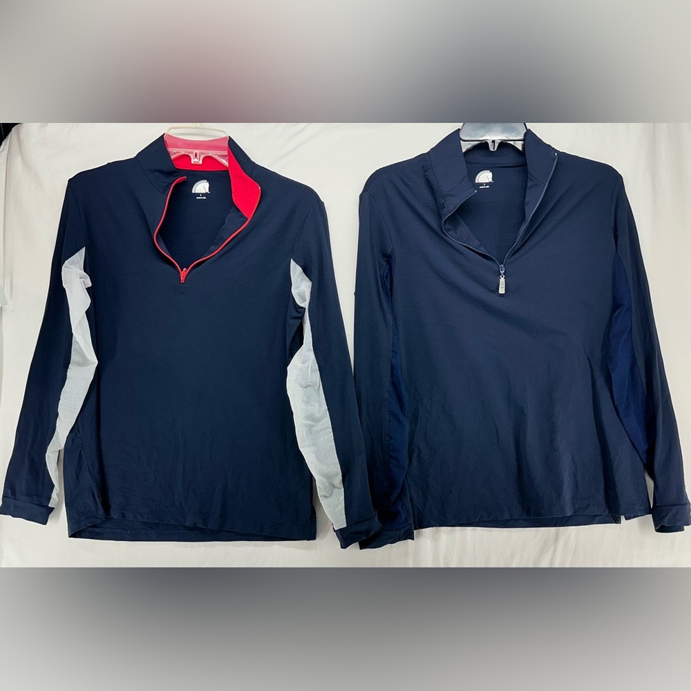 EIS Shirt Long Sleeve 1/4 Zip Blue Equestrian Riding Shirt Women’s L Lot of 2 - Picture 2 of 15